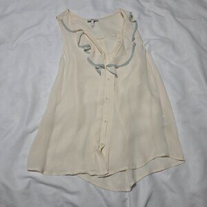 Joie Ivory Ruffle Front Sleeveless Blouse Size S